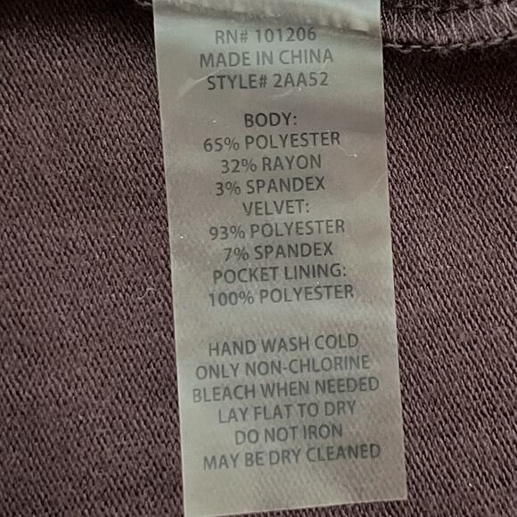 Soft Surrounding Womens Velvet Long‎ Sleeve Brown Tunic Blouse W/Pocket Size L - Picture 5 of 7